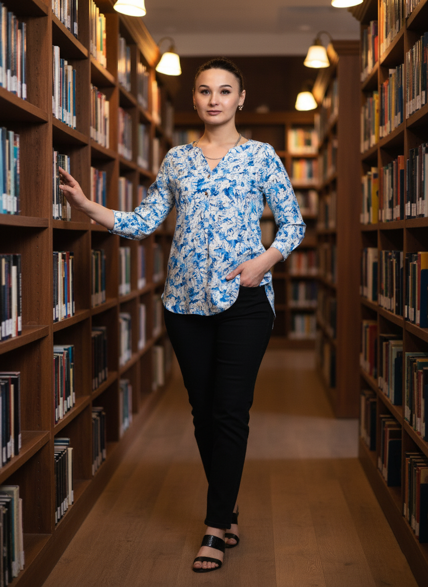 Blue & White Leaves AOP