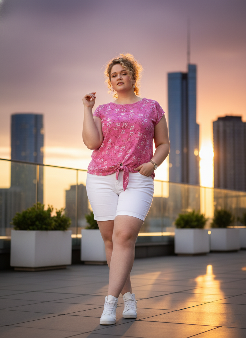 Rose Pink Flower AOP