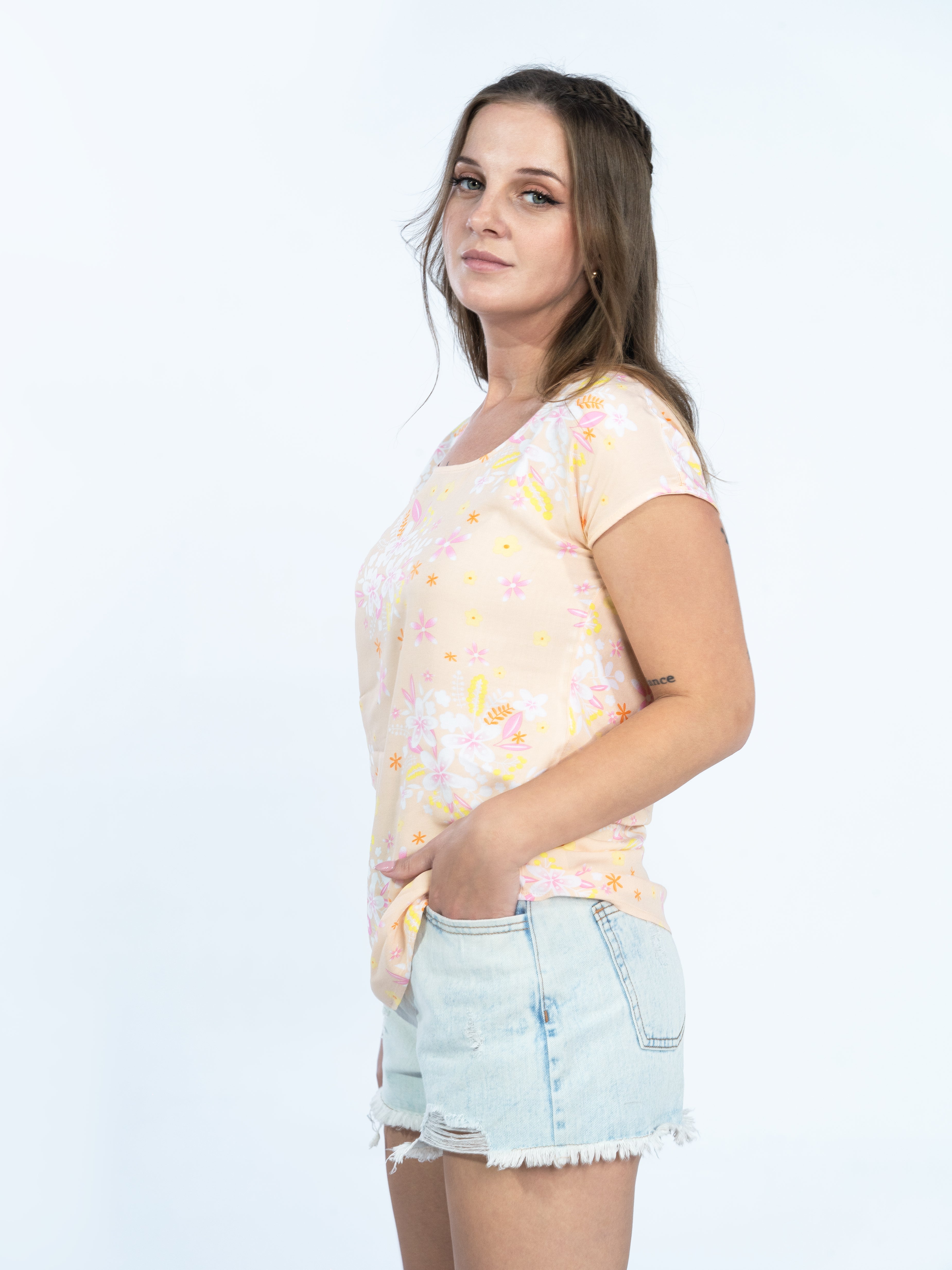 Light Cream Flower AOP