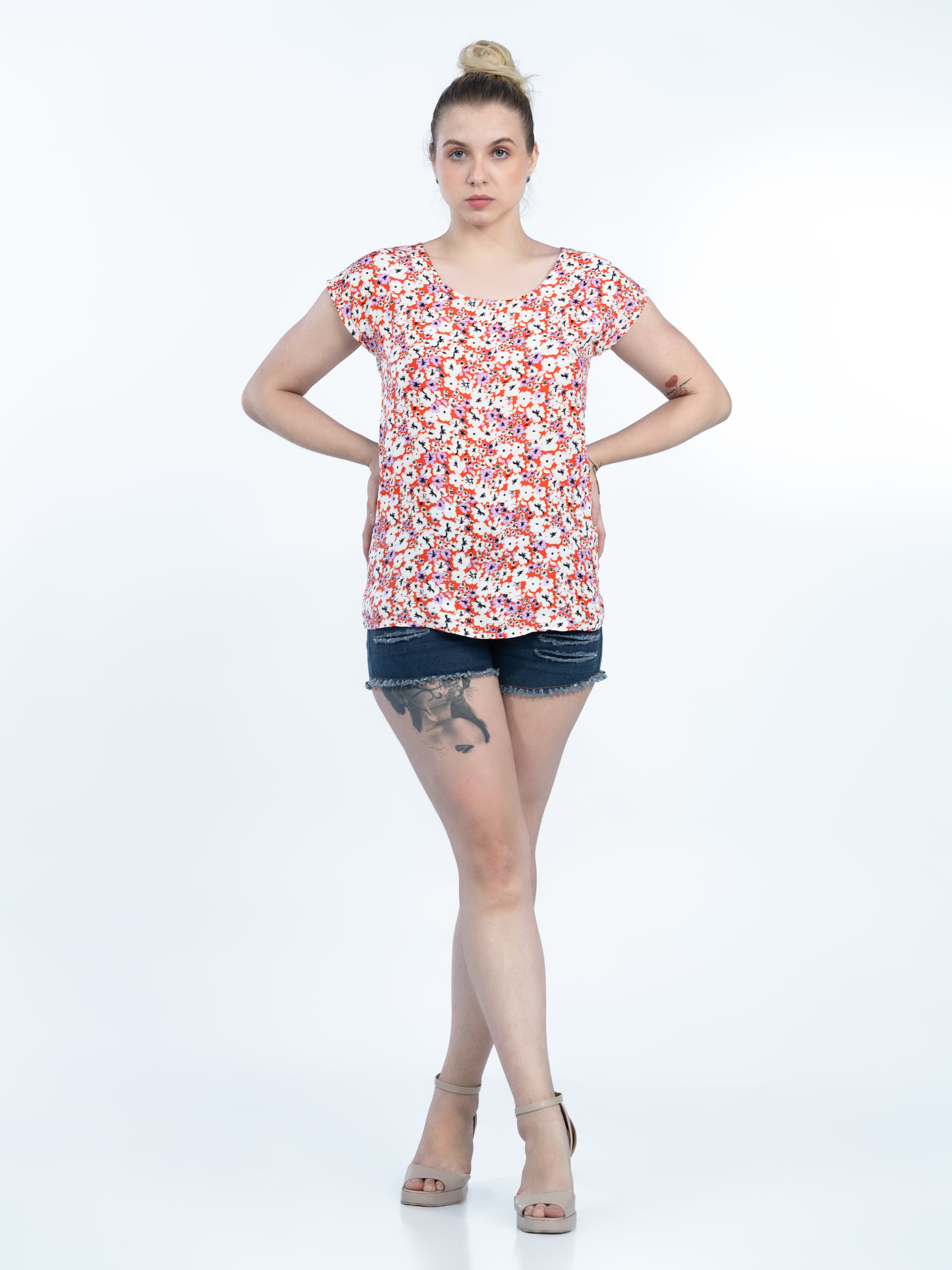 Orange Red Flower AOP