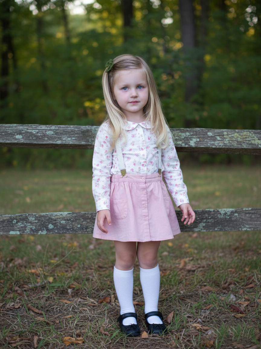 Floral Print Peter Pan Collar Bodysuit with Suspender Skirt