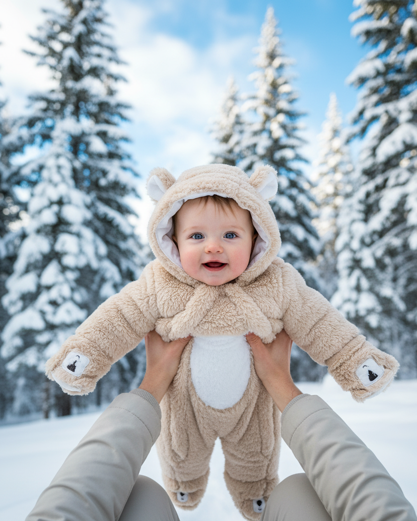 Boys Furry Bear Snowsuit