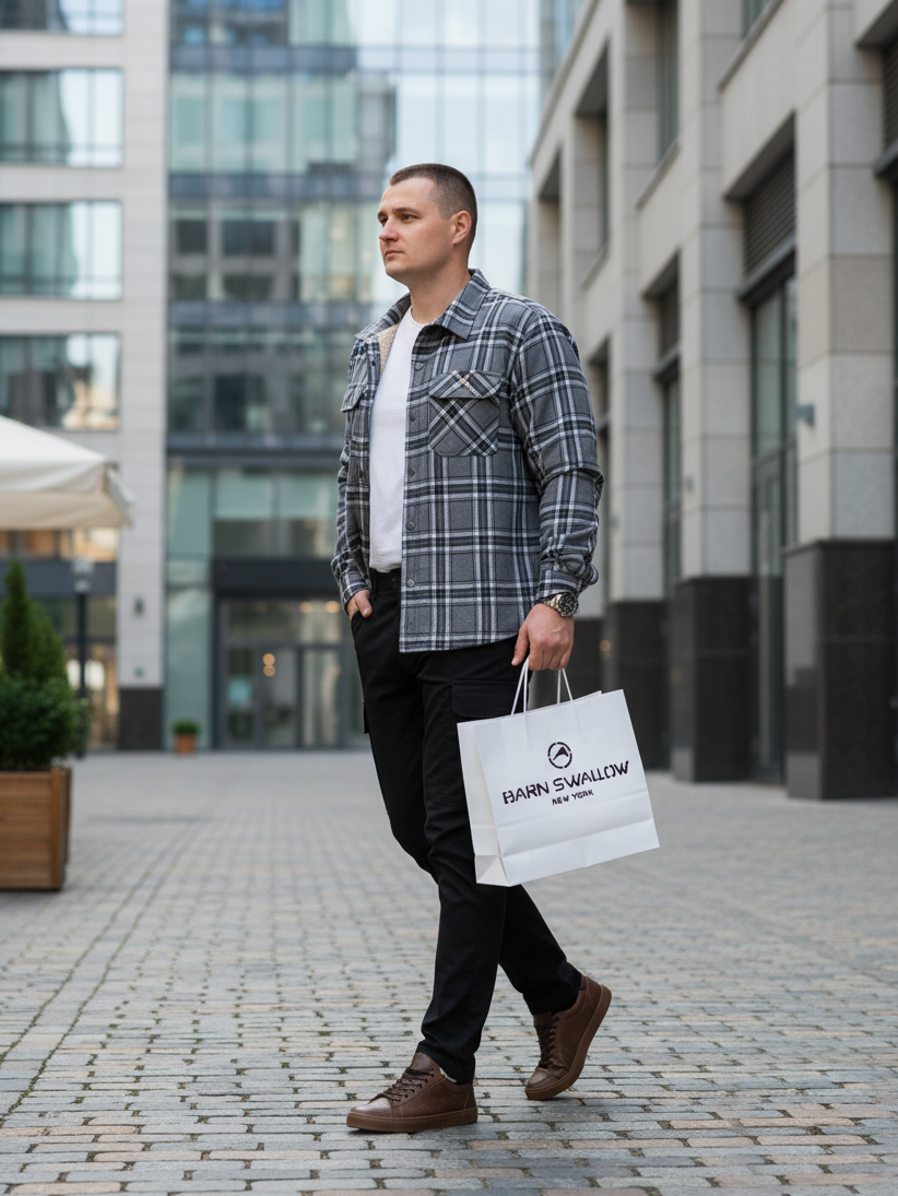 CHARCOAL/WHITE STRIPE