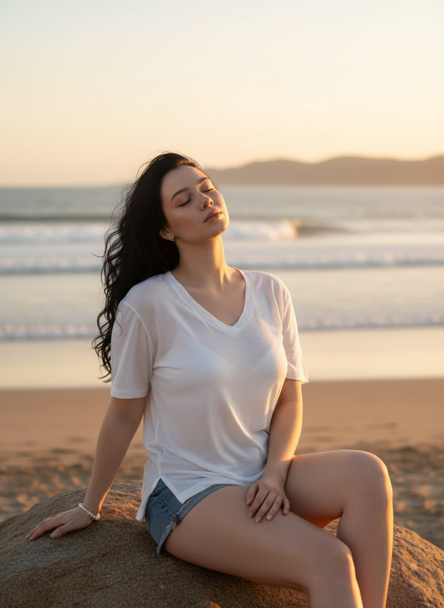 Linen Viscose Ladies T-Shirt