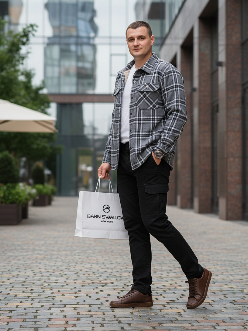 CHARCOAL/WHITE STRIPE