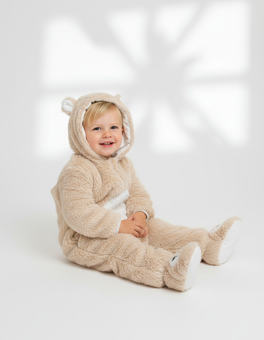 Boys Furry Bear Snowsuit
