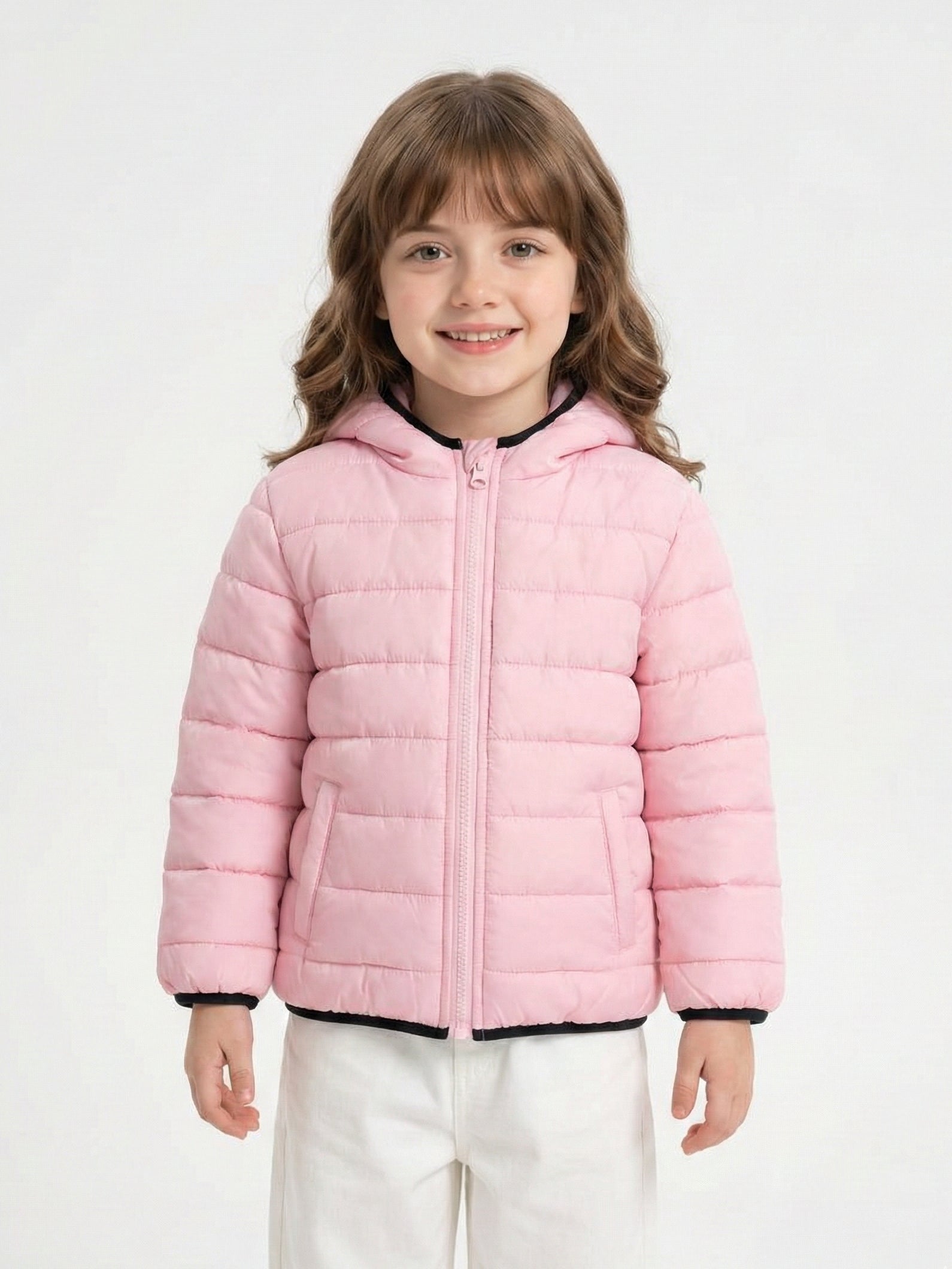 Girl's Hooded Pink Puffer Jacket