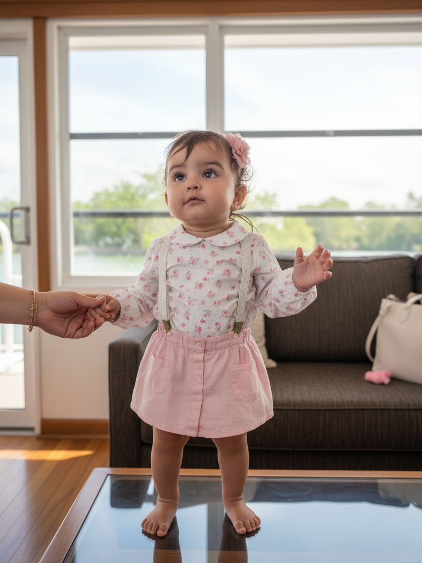 Floral Print Peter Pan Collar Bodysuit with Suspender Skirt