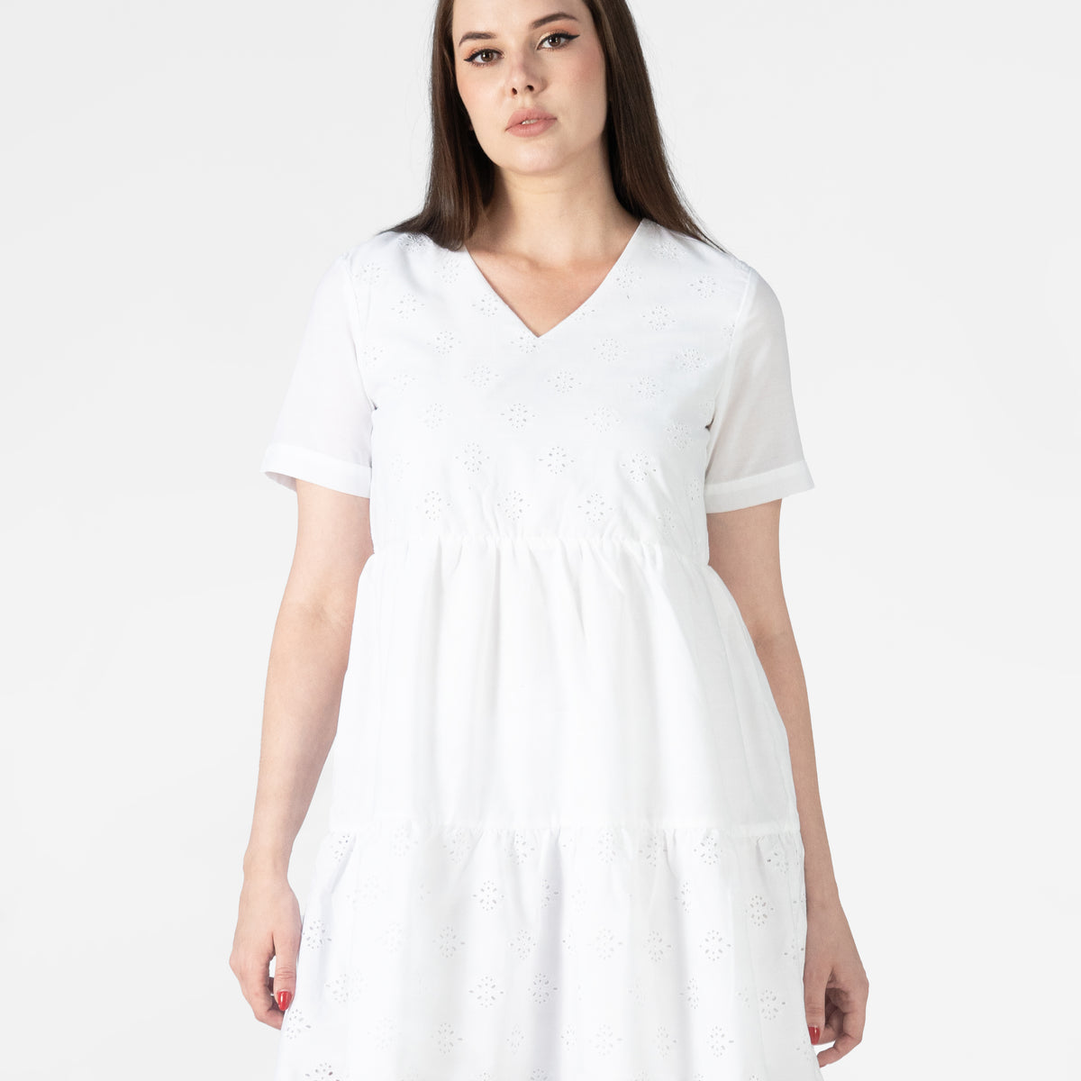 Women's Eyelet Embroidery Short Sleeve Dress
